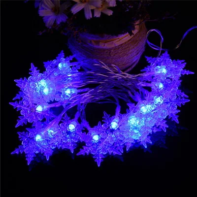 Светодиодный гирлянды в виде рождественской снежинки, гирлянды для сада, украшения для свадебной вечеринки - Испускаемый цвет: Синий
