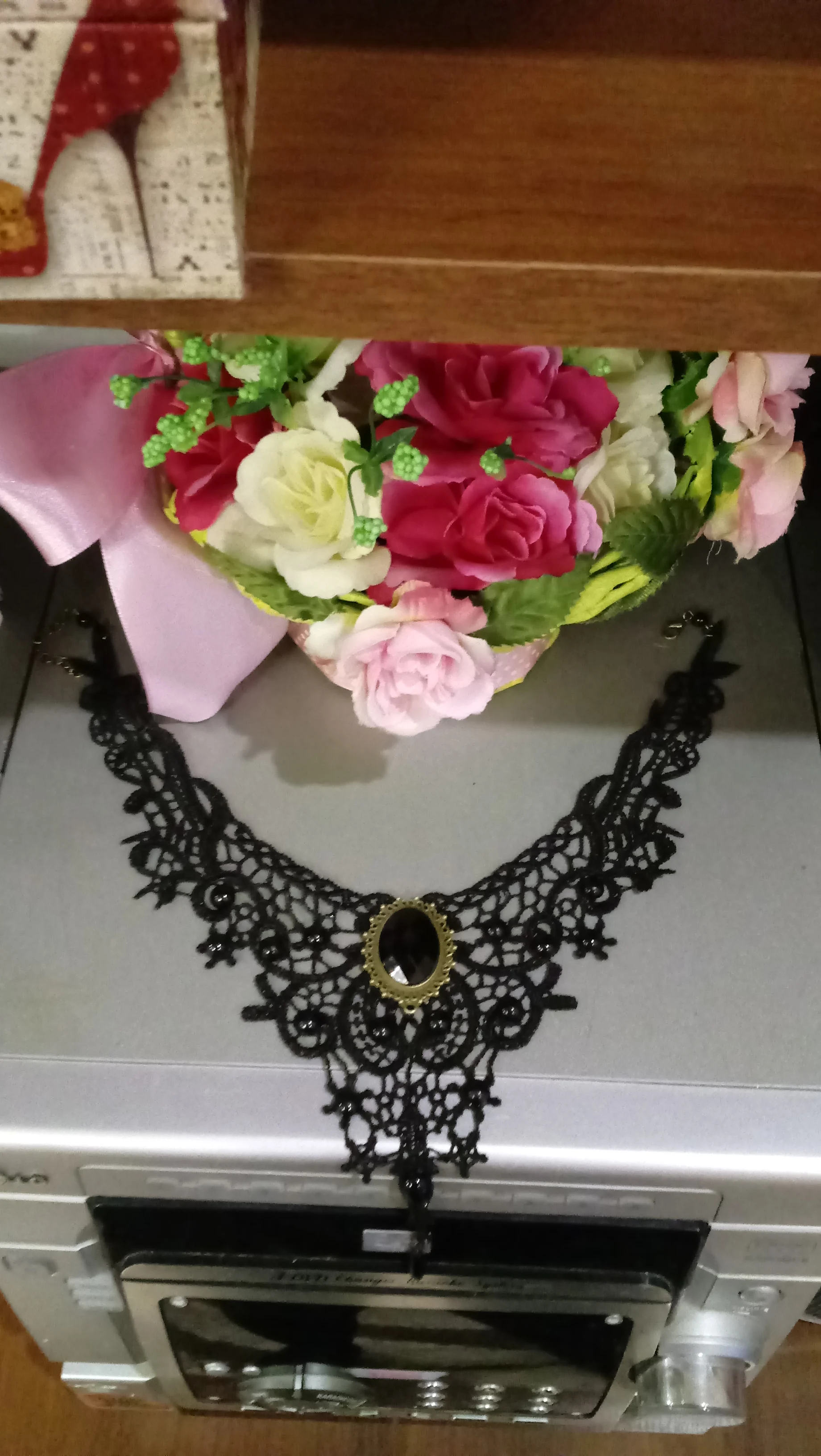 Black Lace & Beads Collar Necklace photo review