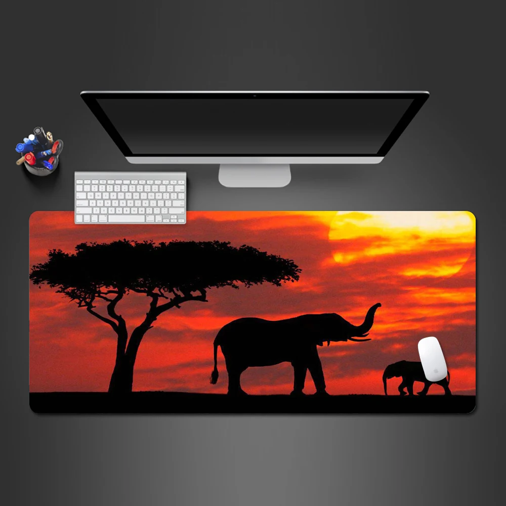 

African Elephants At Sunset Mouse Pad PC Gaming Mousepad Players Love The Gaming Mats Office Computer Keyboard Mouse Desk Mats