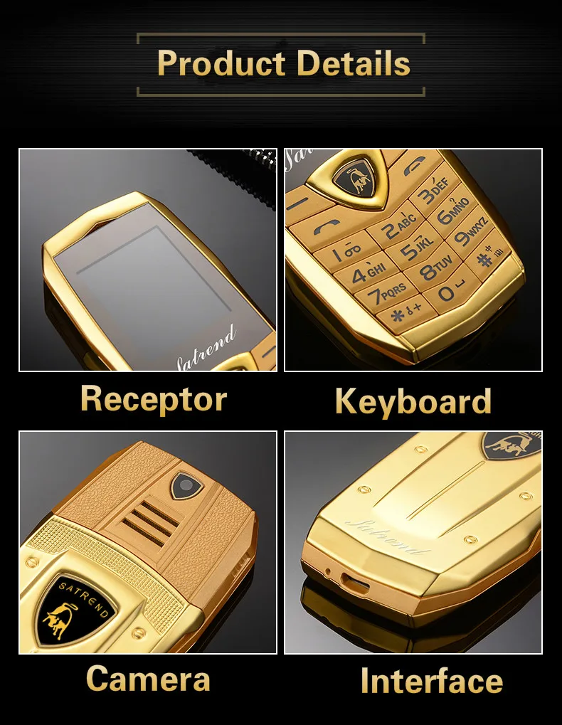 Роскошный металлический корпус A18, вибрирующий Автомобильный логотип, две sim-карты, Mp3, Mp4, мобильные телефоны, Бесплатный кожаный чехол Kuh