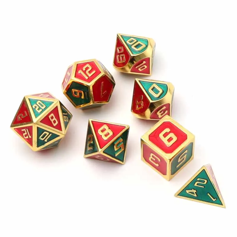 

Chengshuo Two-color metal dice dnd dice sets rpg polyhedral metal d&d red table games Zinc alloy digital dungeons and dragon d20