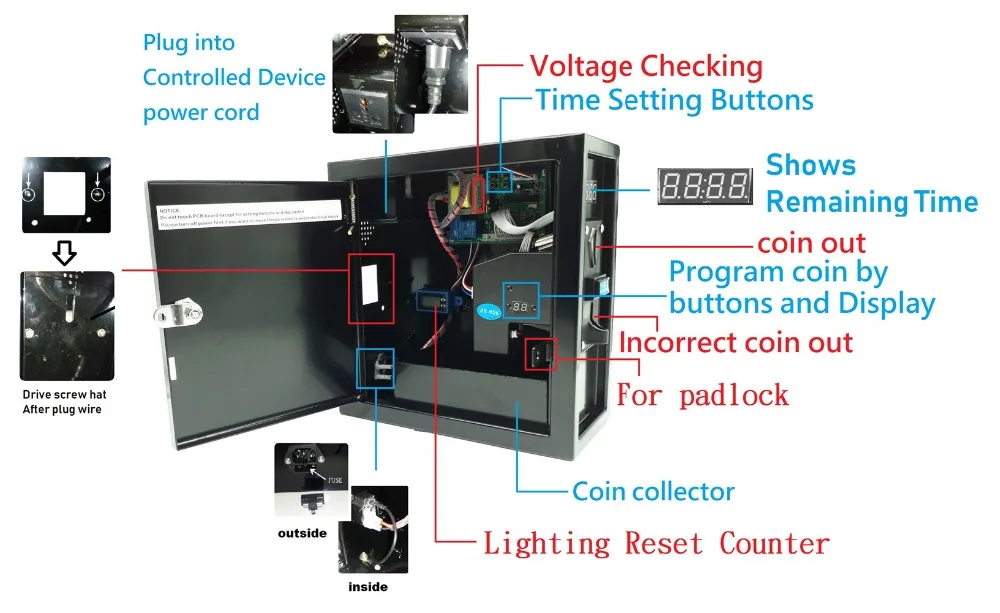 110 В или 220 В Монетный счётчик плата управления блок питания с мульти монетным приемником для стиральной машины, массажное кресло ТВ