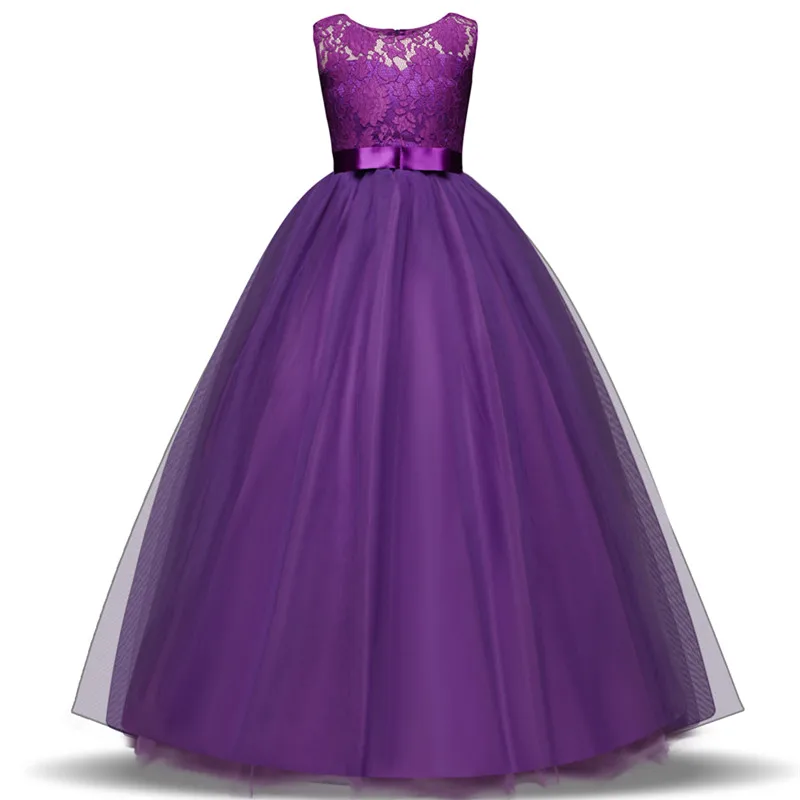 Элегантное свадебное платье; однотонное платье-пачка; Vestido; Детский костюм для подростков; платье для выпускного бала и выпускного вечера; длинные платья для девочек 6-14 лет - Цвет: Purple