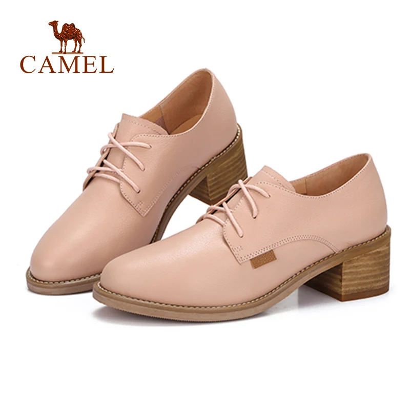 Simples Chameau Rétro Mode Med En Talon Cuir Pour Occasionnels Rose black Nouvelle Chaussures Printemps Pompes Rice Dames Véritable pink Femmes Robe rqwCr0g