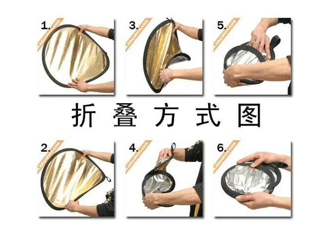 2 в 1 Золотой Серебряный 2" /60 см ручной многоскладной портативный светоотражатель отражатель для фотосъемки
