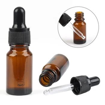 

Aihogard 100pcs/lot 10ml Mini Refillable Empty Amber Glass Aromatherapy Container Eye Dropper Essential Oil Bottle Travel Pot