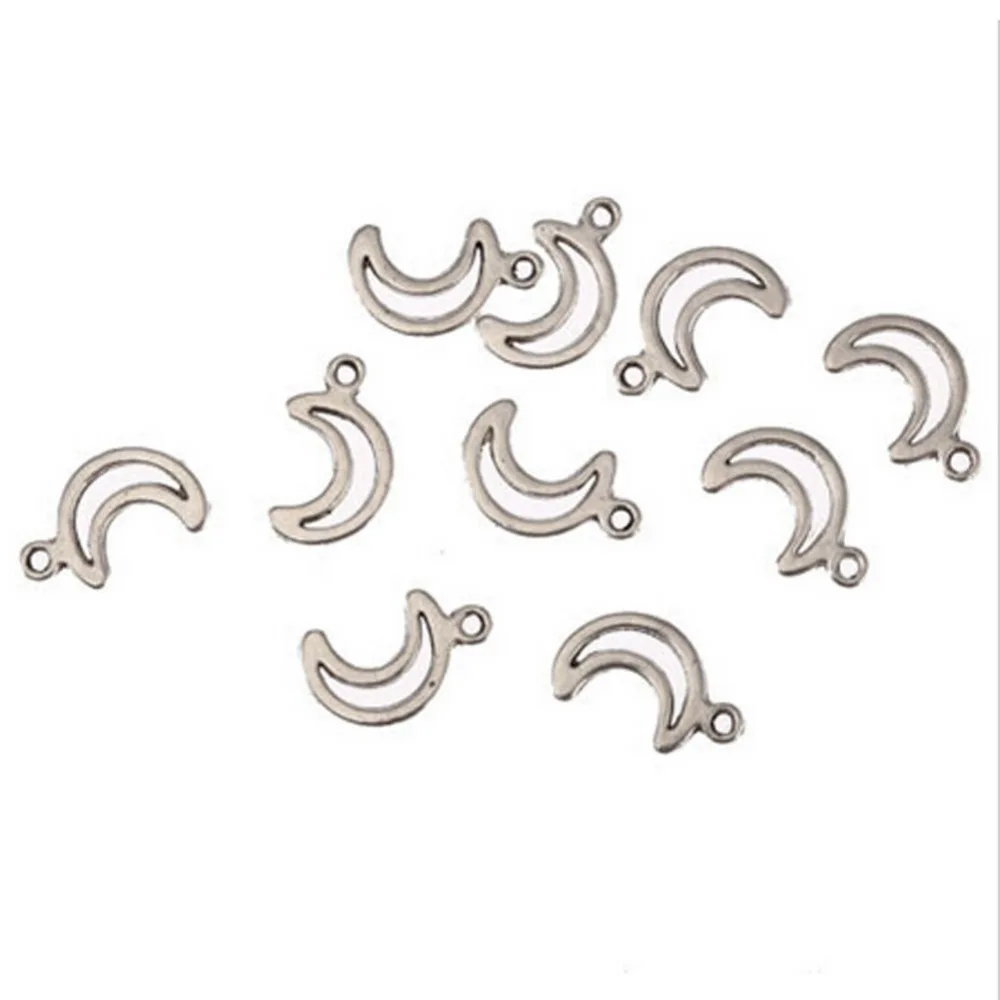 

20pcs/ Bag Cute Color Silver Plated Moon Shaped Pendant Charms Handmade Jewelry DIY Accessories