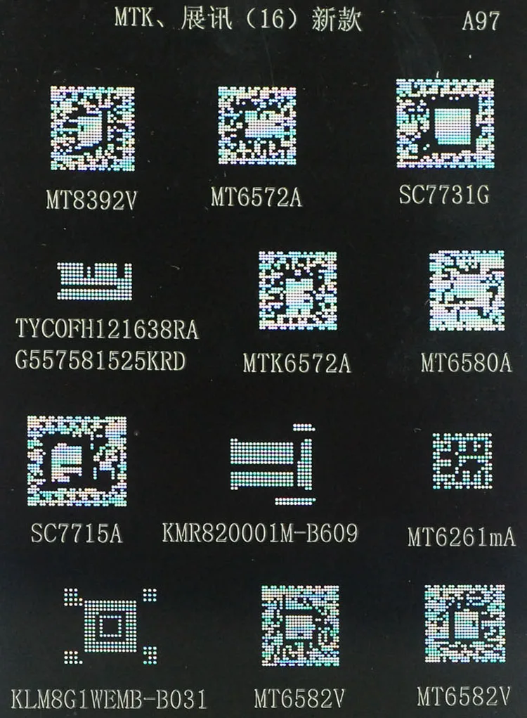 Трафарет для реболлинга BGA MTK phone series MTK6369 MT6582 MT6572A MT6592V MT6323GA MT6169V MT6735V MT6339A|Паяльные