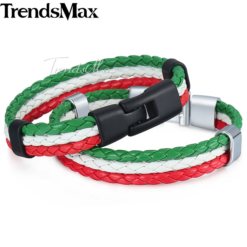 Trendsmax кожаный браслет с национальным флагом Италии ES DE RU для мужчин и женщин