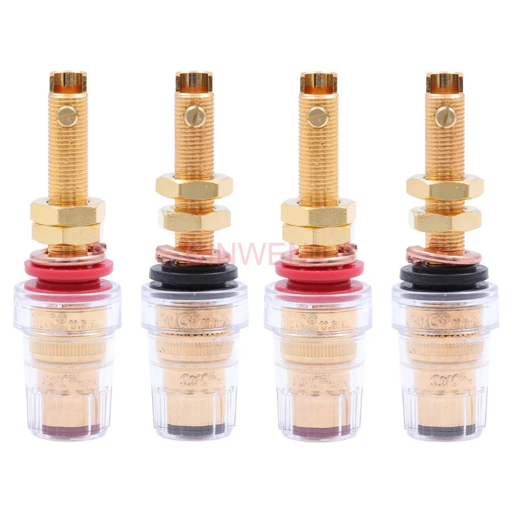 Banhado a Ouro Conector de Áudio Series High End Latão Amplificador Ligação Pós Falante Banana Plug Soquete Alta Fidelidade Diy 4 Pçs Cmc 858