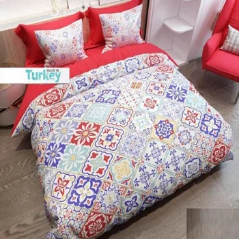 

Else 6 Pcs Red Blue Geometric Ethnic Turkish 3D Pattern Print Cotton Satin Double Duvet Cover Bedding Set Pillow Case Bed Sheet