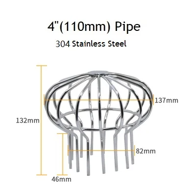 Крыша из нержавеющей стали сетка водосточная ПВХ труба вставка сливного фильтра фильтр листья канализационных стоков вставка крышка желоба - Цвет: 304-110mm