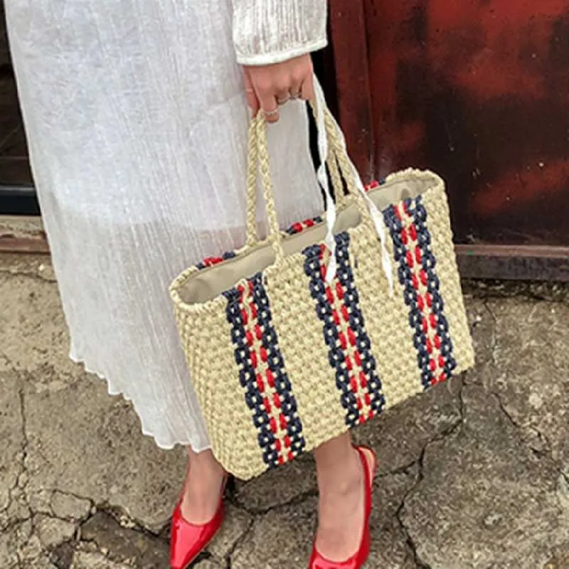 Summer Women Fashion Straw Bags INS Popular Beach Female Handbag Lady Large Handmade Shoulder Bag Travel Knitted Bolsa SS3225 (7)