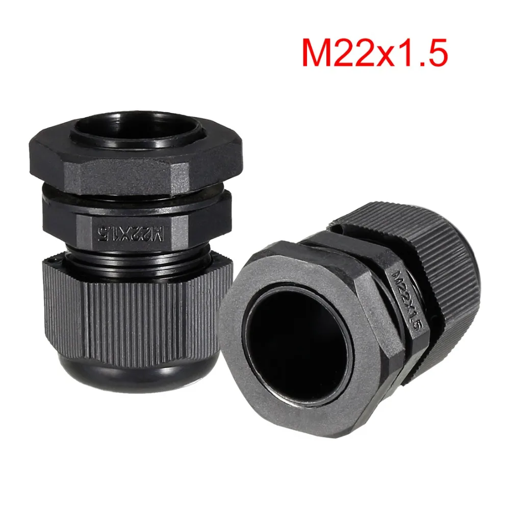Uxcell 4 шт. M12/M20/M22/PG19/PG21 черный пластиковый кабельный сальник регулируемый