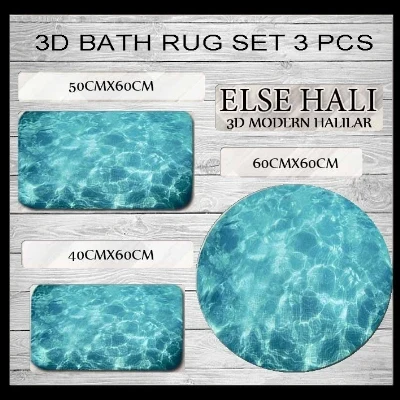 

Else Blue Waters Sea Swimming Pool 3d Print Non Slip Microfiber 3 Piece Bath Mat set for Bathroom 60x60cm 50x60cm 40x60cm