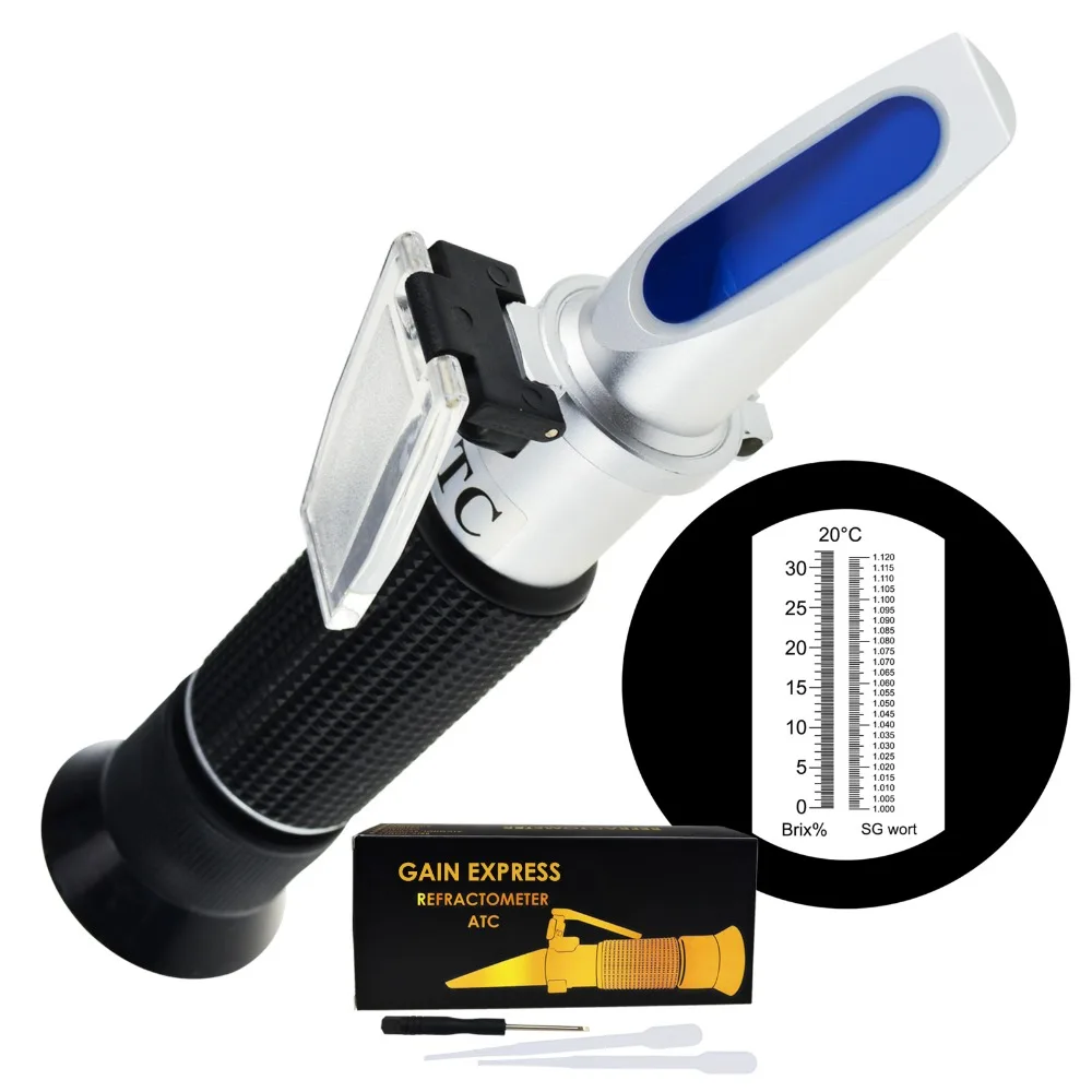 Beer Brix & Specific Gravity Refractometer with ATC Optic Dual Scale 0