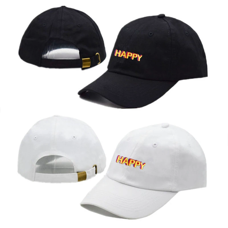 200 шт./лот HAPPY Письмо печати вышивка шляпа элегантный дизайн Для мужчин Для женщин улица хип-хоп Регулируемый Бейсбол Кепки Snapback Hat