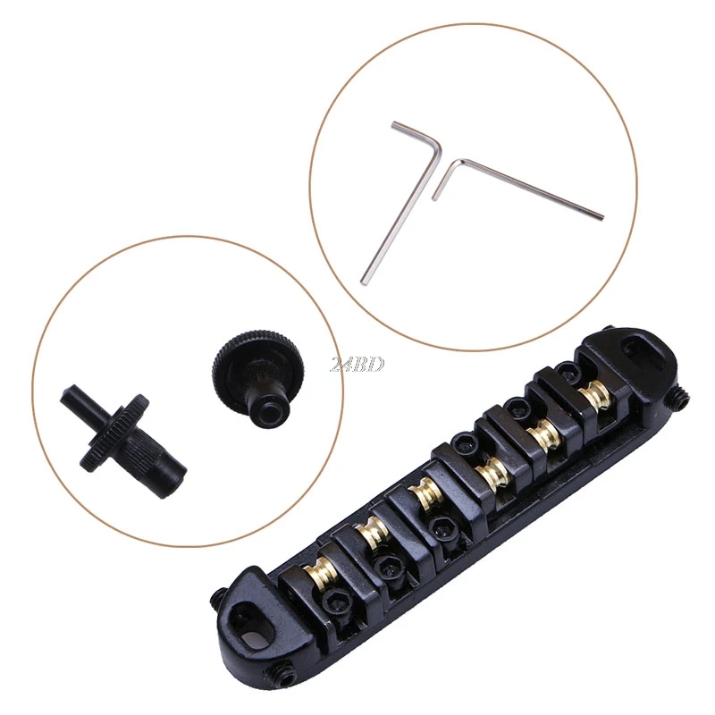 

Roller Saddle Locking Tune-O-Matic Chrome Bridge For Guitar Black JUL07_25