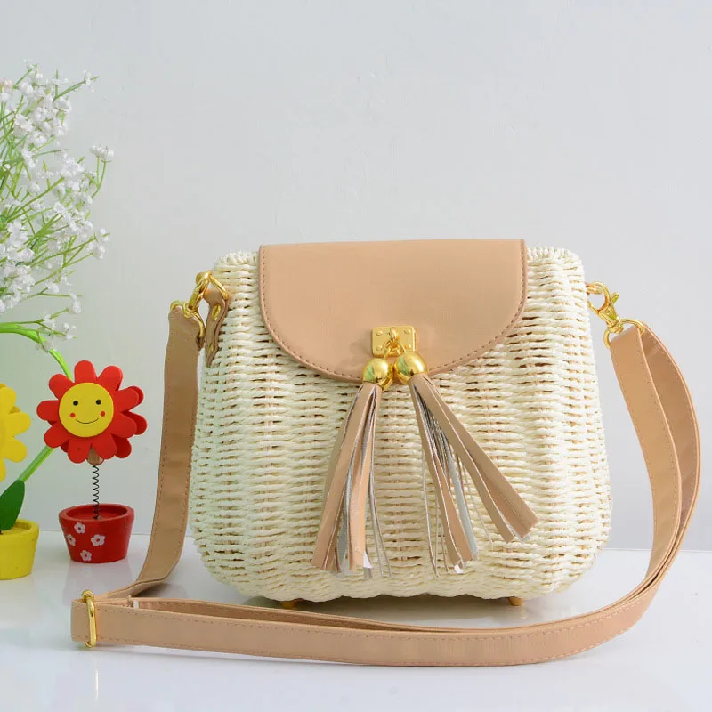 New Women Tassel Straw Bags Bohemian Female Vintage Rattan Knitted Handbag Summer Beach Lady Casual Weave Shoulder Bag SS3161 (3)