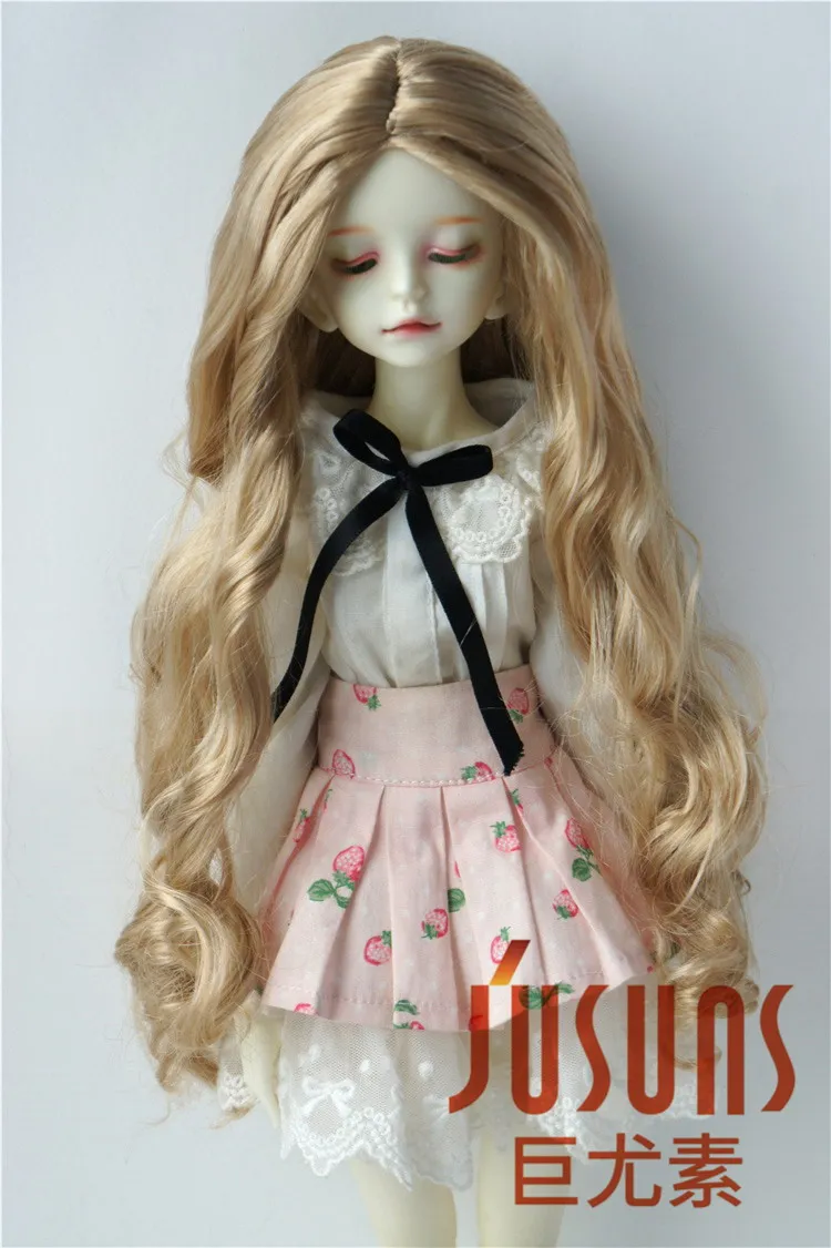 JD435 1/4 1/3 Pretty long BJD синтетический, мохеровый, для куклы парики в размере 7-8 дюймов 8-9 дюймов 9-10 дюймов и 11-12inh куклы аксессуары - Цвет: 7-8inch Blond