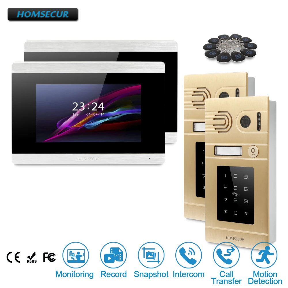 

HOMSECUR 7" Hands-free Video&Audio Home Intercom+Golden Camera for Apartment BC071-G + BM715-S