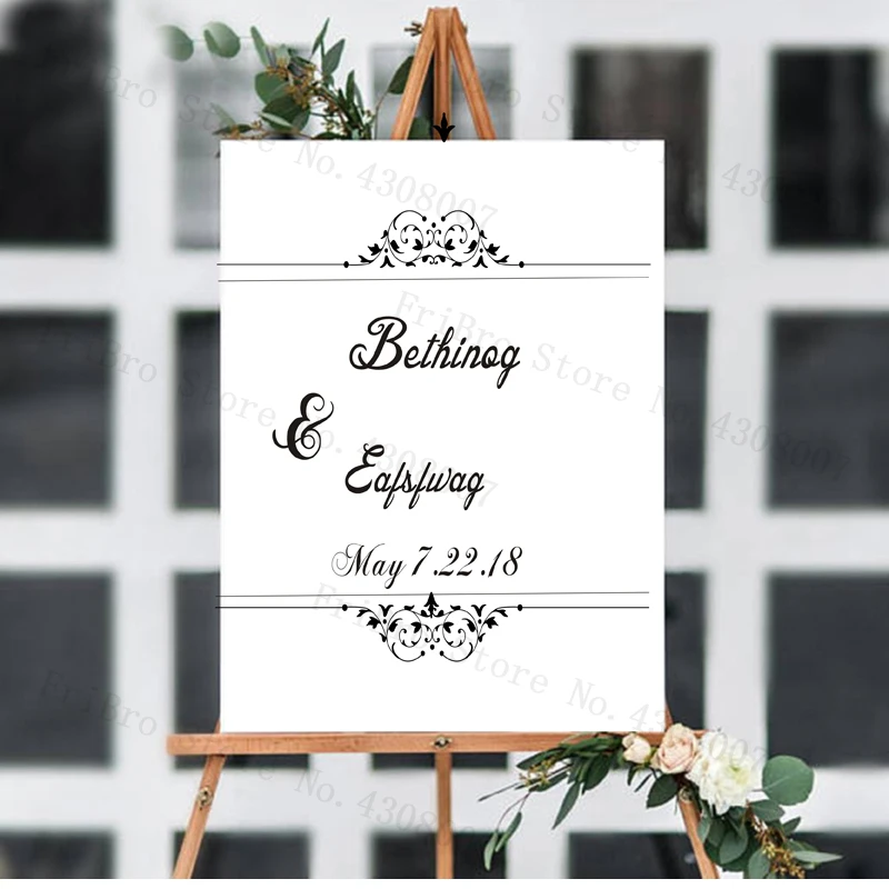 Personalized Welcome Sign Decal for Wedding Custom Name And Date Vinyl Art Stickers Weddings Chalkboard Decor | Дом и сад
