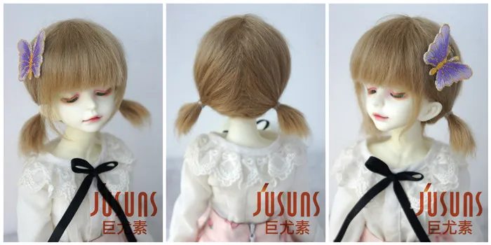 JD446 1/4 1/3 милые два пони BJD парики из мохера для кукол Мягкие Размеры 7-8 дюймов 8-9 дюймов кукольные волосы MSD SD модные кукольные аксессуары