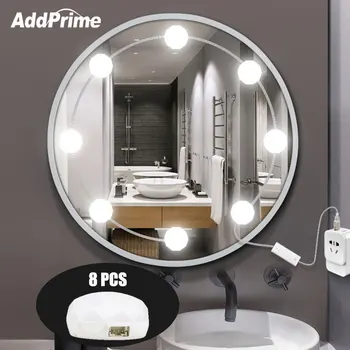 

Hollywood Style Vanity Light Bulbs with Dimmer Makeup Table LED Lights DIY 8 Led Mirror Light Bulb Kits for Dressing Table USB
