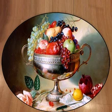 Else, красные яблоки, зеленый виноград, розовые розы, фрукты, 3d-принт, противоскользящие задние круглые ковры, ковер для гостиной, ванной комнаты