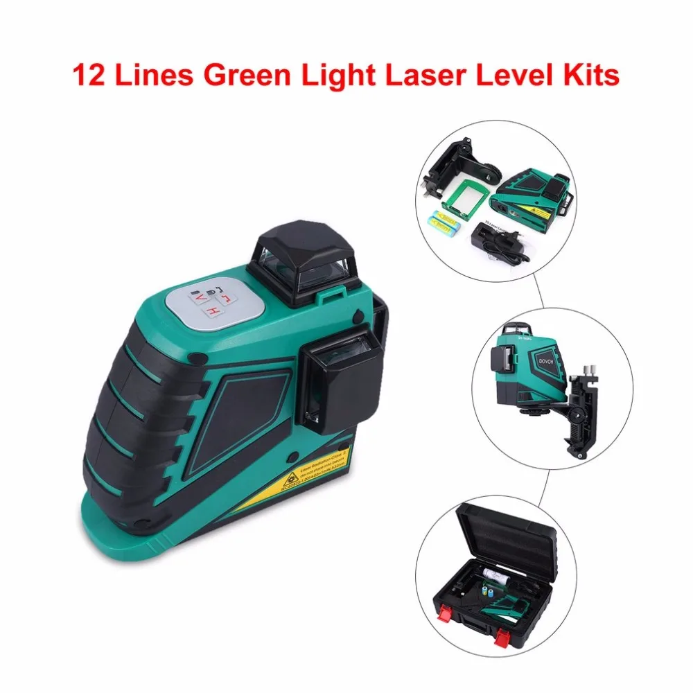 12 Lines 3D Laser Levels Green Light Leveling Instrument Self-leveling Laser Leveler Vertical Horizontal Cross Laser EU