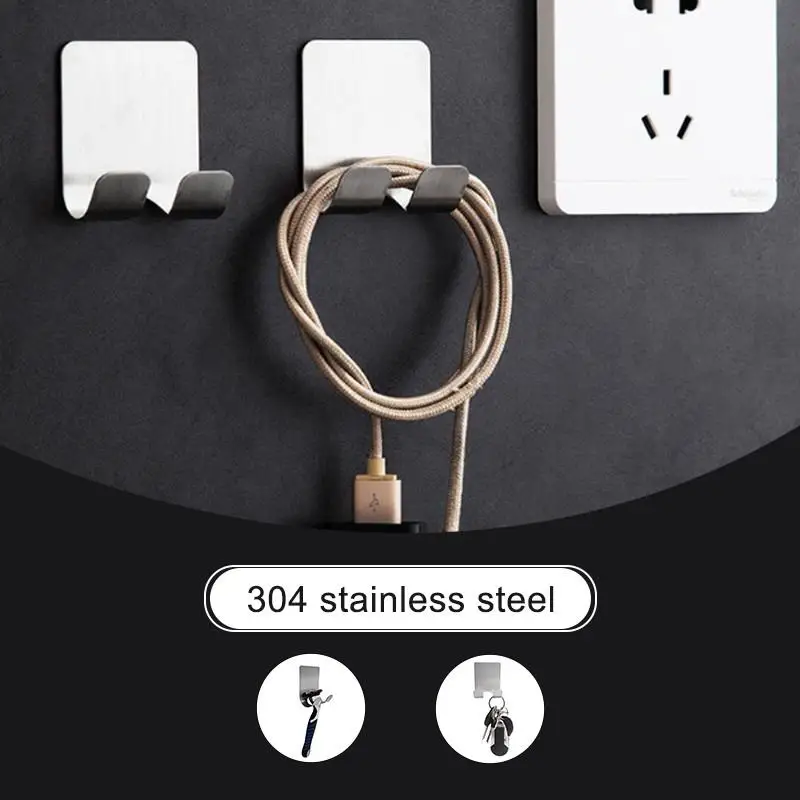 1Pcs Wall-mounted Stainless Steel Razor Holders Wall Adhesive Shaver Storage Racks Kitchen Door Bathroom Sticky Hooks For Plugs (4)
