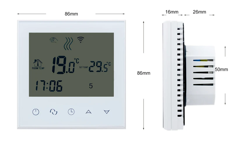 MJZM 16A03-2-WiFi контроль комнатной температуры контроллер белая подсветка Программируемый электрический подогрев пола термо регулятор