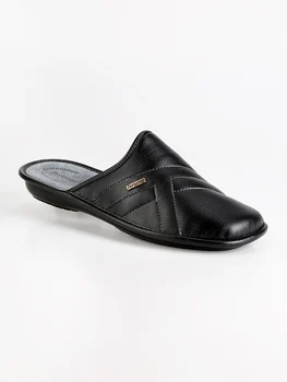 

Man's black wrapped home-wearing shoes slippers leather cosy sandal