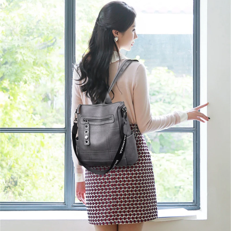  Vfemage Designer Women Backpack Leather Female Backpack School Bags for Teenager Girls Travel Backb - 32948793465