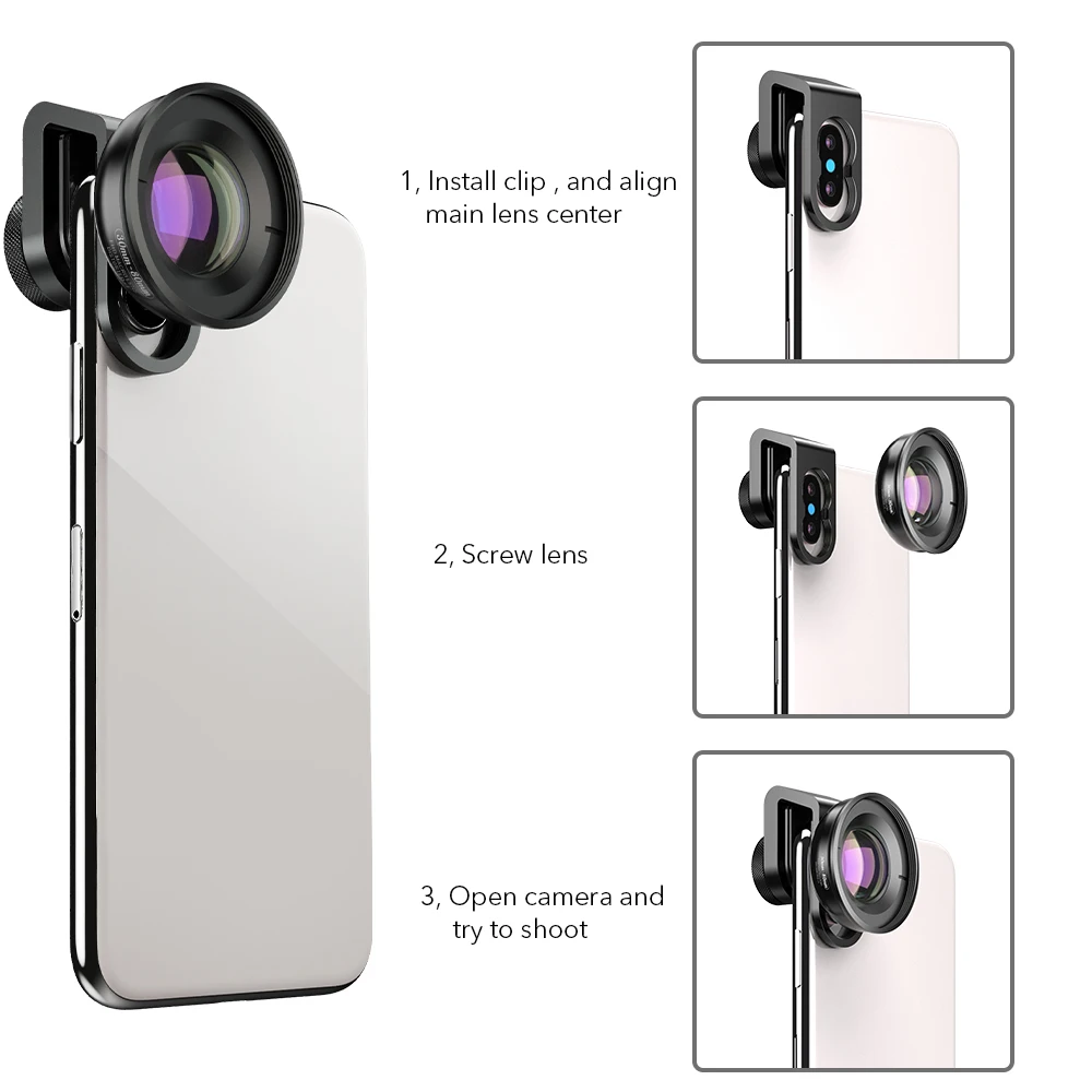 APEXEL HD Optic 30 мм-80 мм макрообъектив телефон объектив камеры 10x Супер Макро Lentes для iphone XS Max samsung Xiaomi huawei мобильный телефон
