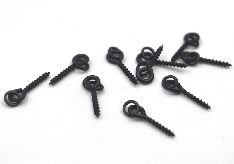 MNFT 200Pcs Black Boilie Bait Screws Round Link Loop Easy Run Ring Pop Up Peg Pellet