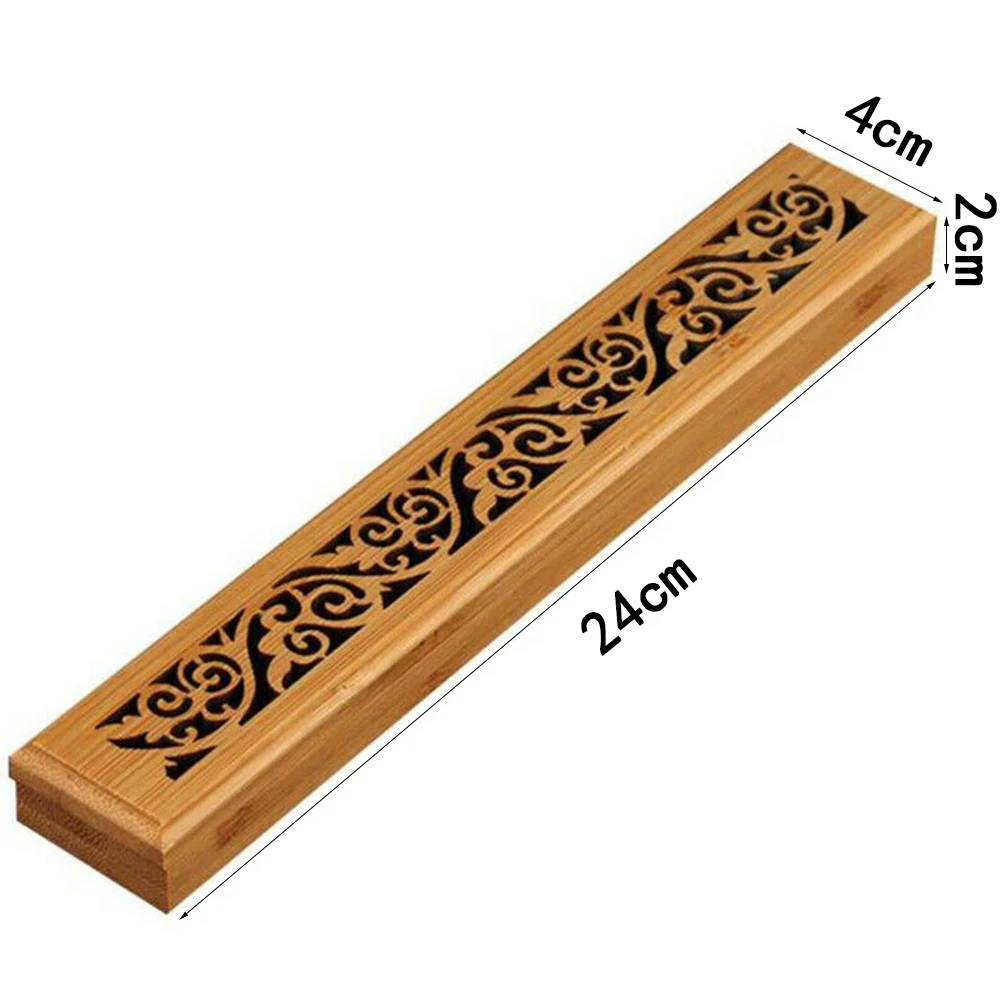 

2 shape Bamboo Wooden Incense Stick Holder Burning Joss Insence Box Burner Ash Catcher