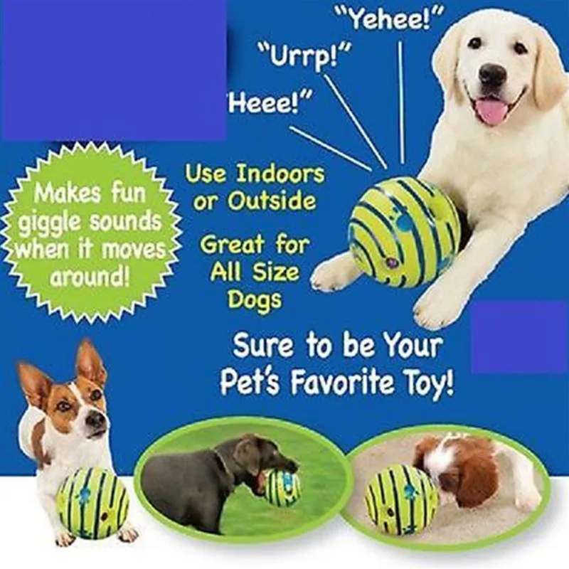 Wobble Wag Giggle Ball Dog Sound Toy Pet Toys Silicon Jumping Interact