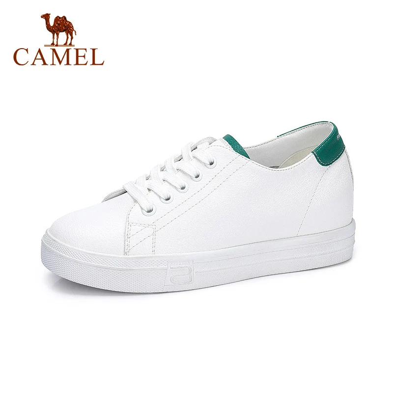 

CAMEL New Simple Casual Women White Shoes Women Low Heel Platform Leather Comfort Single Shoes Students Wild Shoes For Ladies