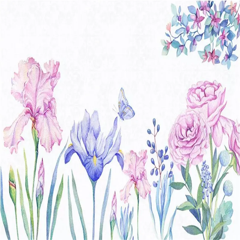 Hand-painted orchid flower butterfly background wall custom large wallpaper mural 3D photo wall factory wholesale Hand-painted orchid flower butterfly background wall custom large wallpaper mural 3D photo wall factory wholesale