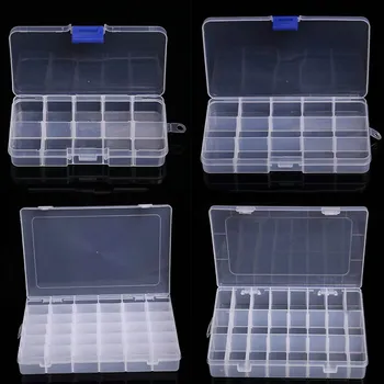 

10/15/24/36 Grid Plastic Adjustable Transparent Jewelry Ring Earrings Box Case Portable Organizer Storage Box Travel Bins