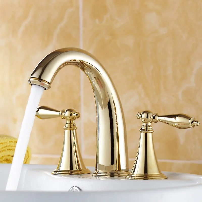 

Brian Shitai European antique three basin faucet full copper gold wash basin