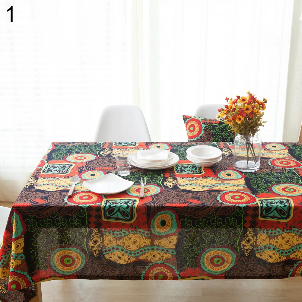 Ethnic Cotton Linen Tablecloth Coffee Table Dining Restaurant Kitchen