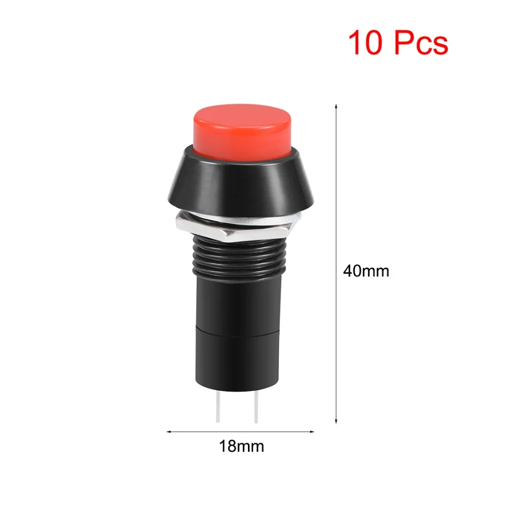 

UXCELL 10Pcs 12mm Latching Push Button Switch Red Self-Locking Round Button SPST NO To Control The Electromagnetic Starter