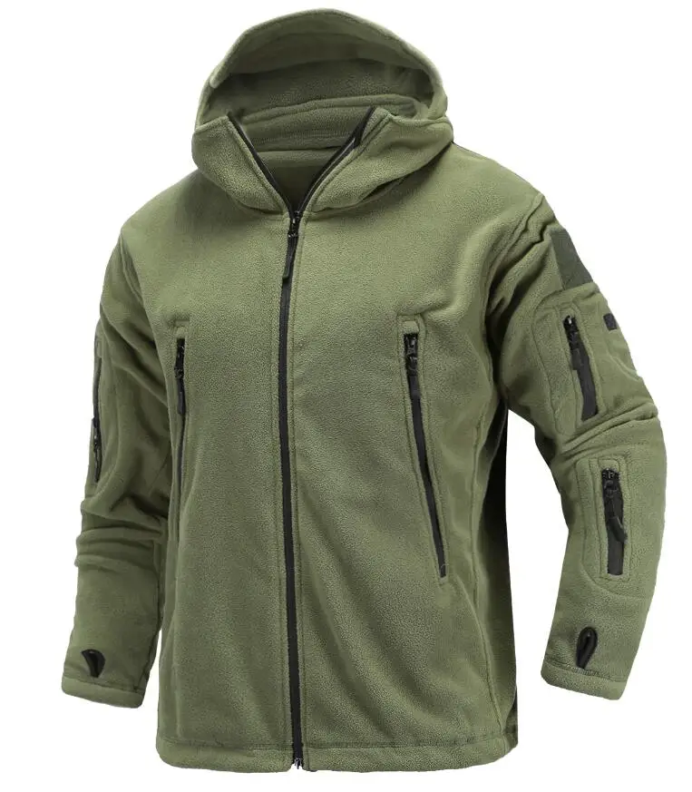 Мягкая оболочка Военная флисовая куртка мужская с капюшоном ветрозащитная тактическая верхняя одежда пальто теплая армейская куртка одежда - Цвет: green