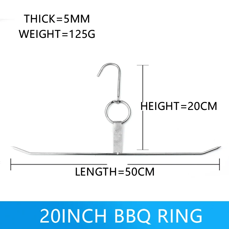 JIANDA 1 шт. Портативный 16/18/20 дюймов говядина из нержавеющей стали, крючки, станок и жареного мяса кольцо Куриное Крылышко кольцо шпилька для мяса барбекю иглы Инструменты для барбекю
