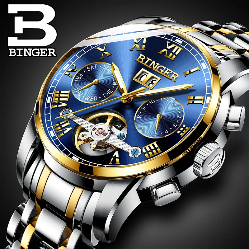 Часы мужские механические из нержавеющей стали с турбийоном 2017|wristwatch brand|wristwatches