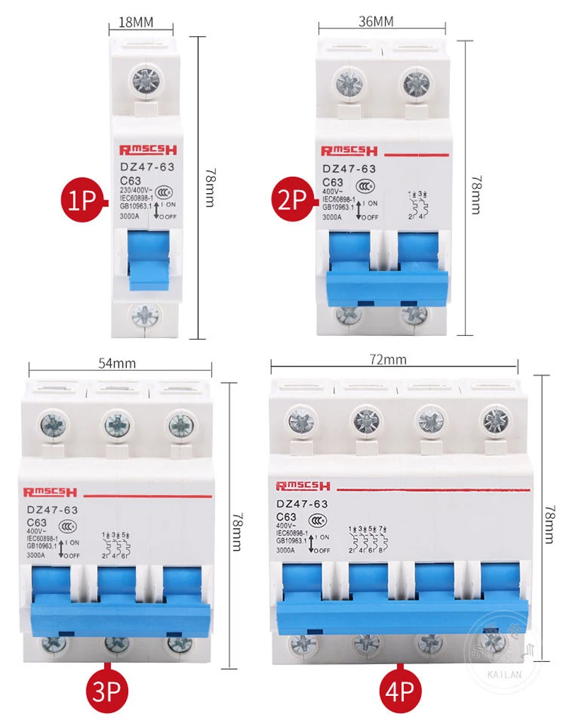 DZ47-63 6A 10A 16A 1P AC 230 В или 400 В 20A 25A 32A 40A 50A 63A мини-выключатель MCB переключатель выключателя