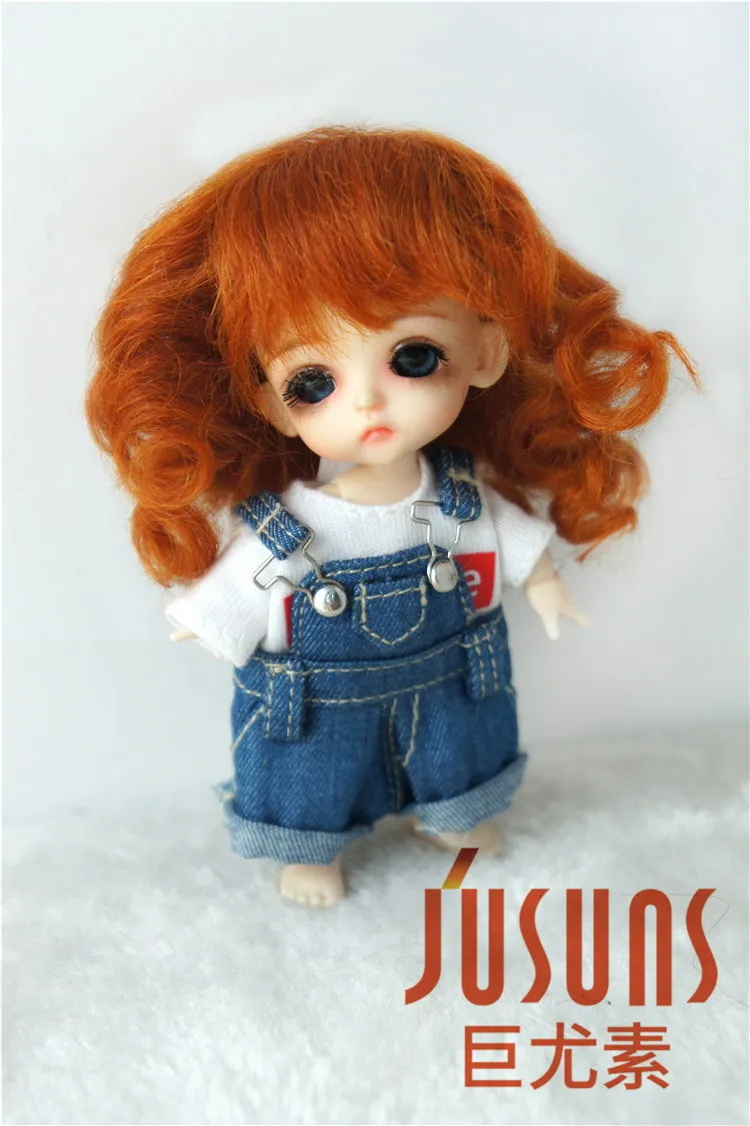 JD012 1/8 5-6 дюймов, парик для куклы, модный парик для куклы BJD, милые парики из мохера, волнистый парик для маленькой куклы, популярные аксессуары для кукол - Цвет: 3-4inch Carrot M8