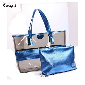 

Ruique 2018 Hot Women New Fashion PVC Waterproof Handbags Girls Summer Crystal Neon Jelly Shoulder Bag Ladies Casual Beach Bag